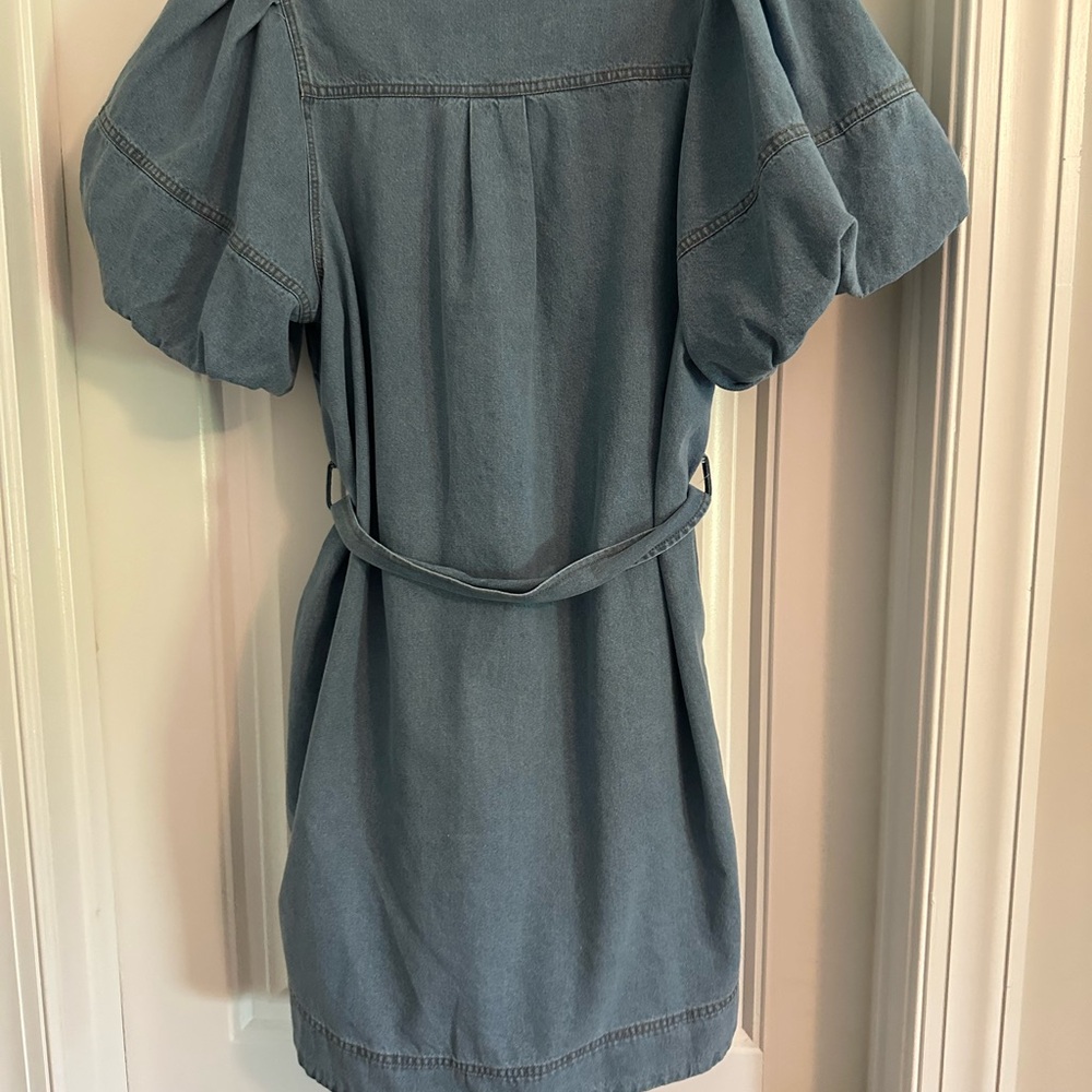Entro Blue Puff Sleeve Mini Dress